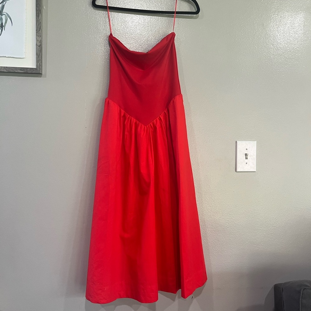 Women’s Tube Knit Maxi Dress     Red Geranium.  XS. - Picture 6 of 8